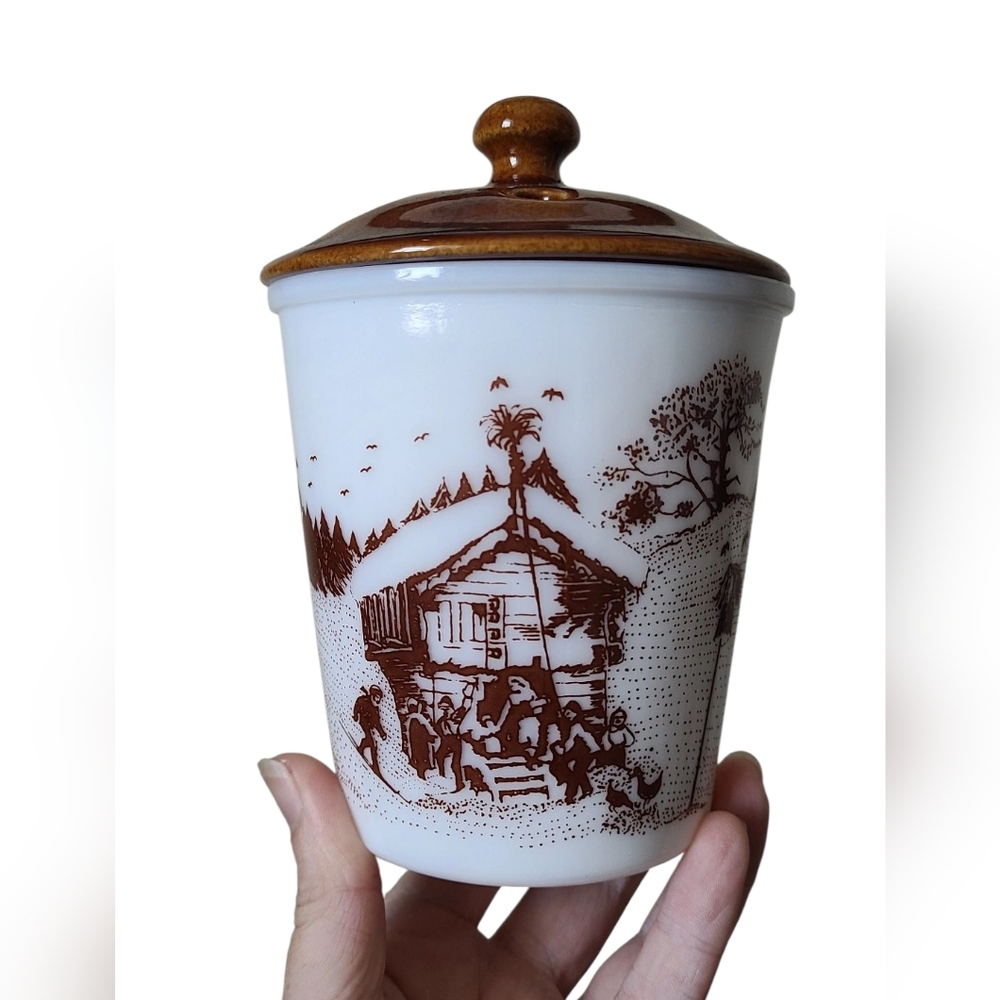 Vintage Amway Milk Glass Potpourri Jar With Vented Lid Homested Winterlandscape